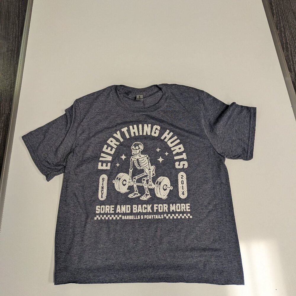 Barbells And Ponytails "Everything Hurts" Crop S/S Tee T-Shirt Sz M NEW